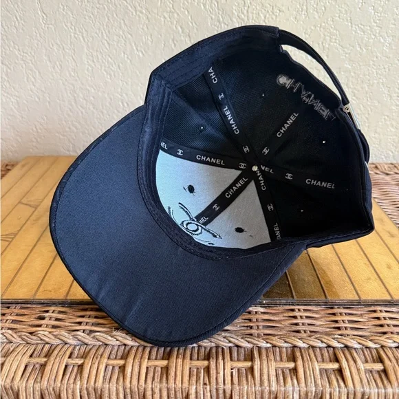 CHANEL PGA Black baseball hat Cap with White Embroidered Logo❤️ - Picture 8 of 8